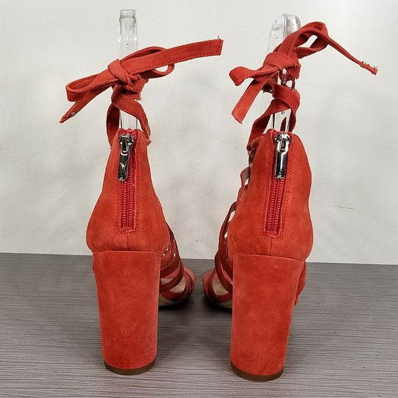 Sam Edelman Yarina Strappy Suede Sandal, Blood Orange Suede, Womens Size 7.5 M - Picture 5 of 11